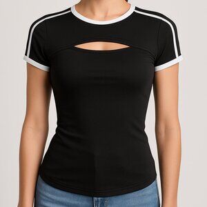 FULL CIRCLE TRENDS | Fitted T-Shirt | Small | Black/White | Stretchy